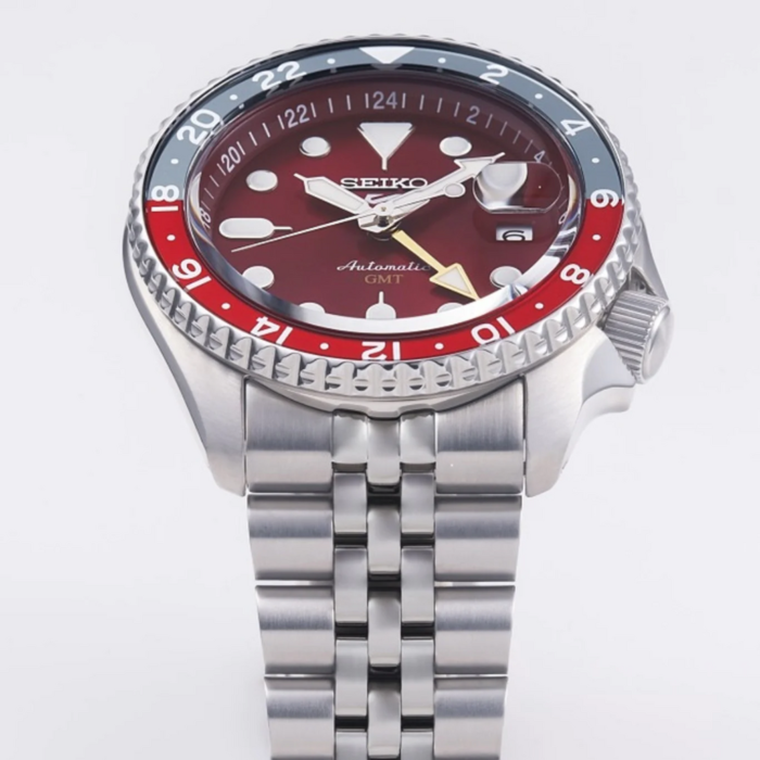 Seiko 5 Sports Thong Sia Limited Edition Red Dial Silver Steel Strap Watch For Men - SSK031K1 - Image 15